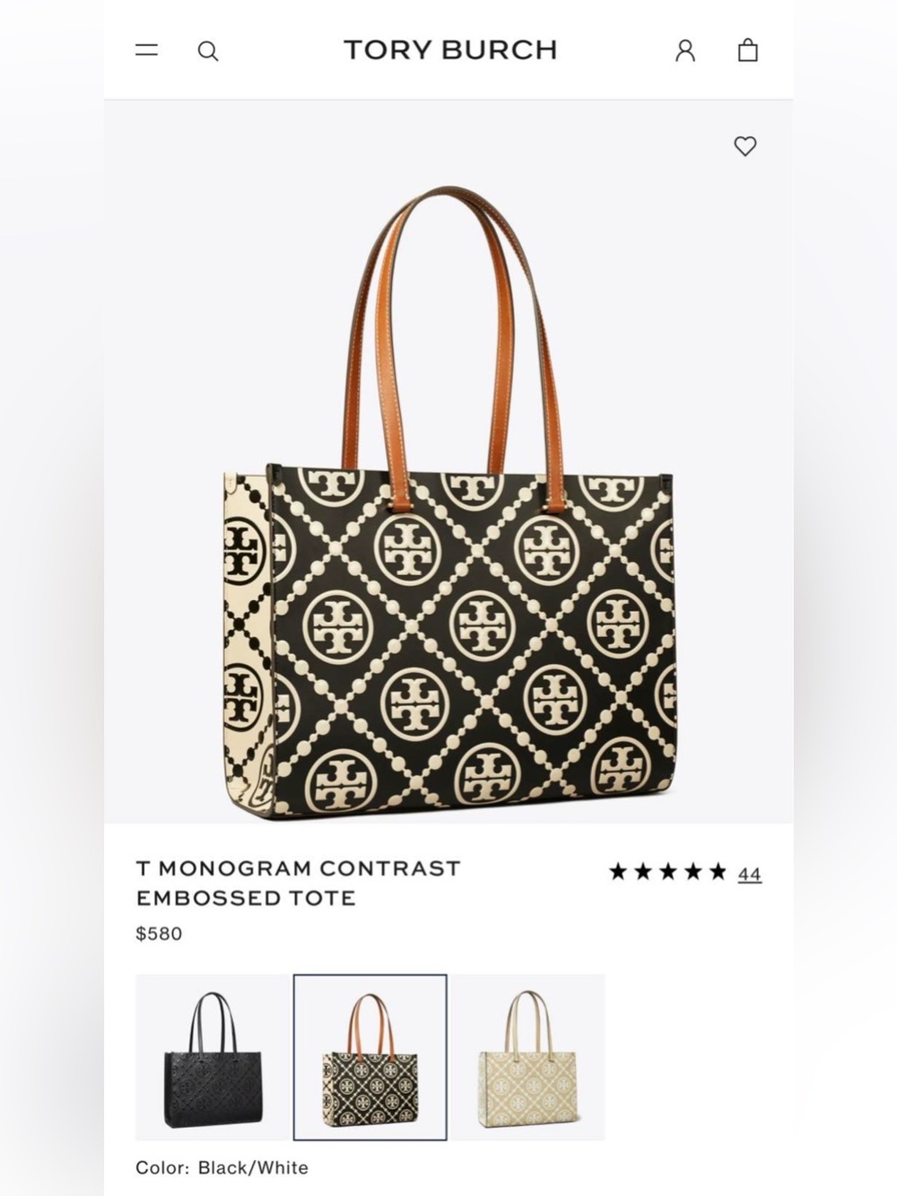 TORY BURCH - T MONOGRAM CONTRAST EMBOSSED TOTE